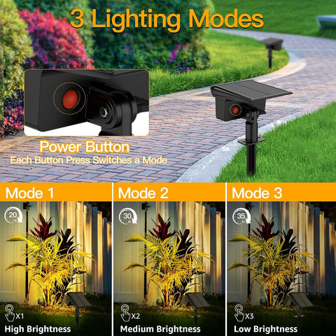 Ollny Solar Powered Uplighter Spotlight Garden 4Pack Stake Light Warm White
