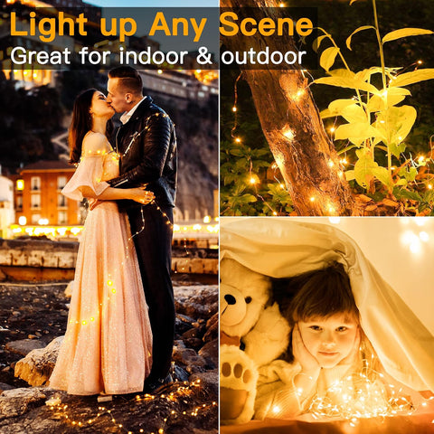 Ollny 5m 50 LED Warm White Fairy Lights Battery Operated – Flexible Copper Wire Christmas & Festive Lights for Indoor and Outdoor Decoration