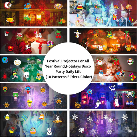 COOLWUFAN Halloween & Christmas Projector Lights Outdoor Indoor – 3D Ocean Wave LED Projector with Remote, 20 HD Effects, IP65 Waterproof, 5m Cable for Garden, Yard & Party Decor