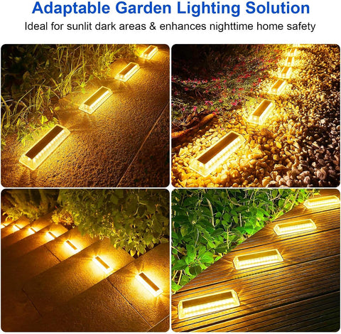 Lacasa Solar Lights Outdoor Garden, Solar Decking Lights 8 Pack, IP68 Waterproof 50LM LED Step Path Driveway Fence Ground Light Solar Powered for Garden Yard Patio Pathway Lighting, Warm White 2700K
