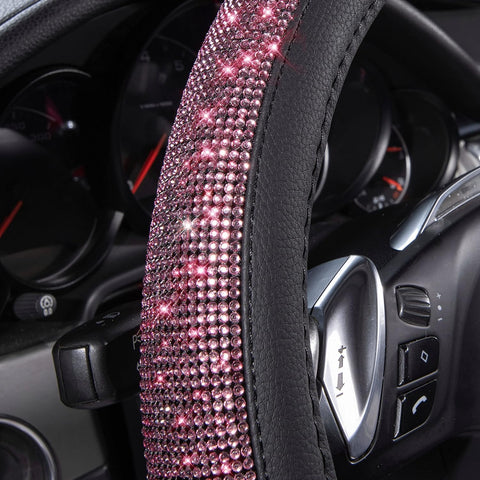 Bling Diamond Leather Steering Wheel Cover – Purple Silver