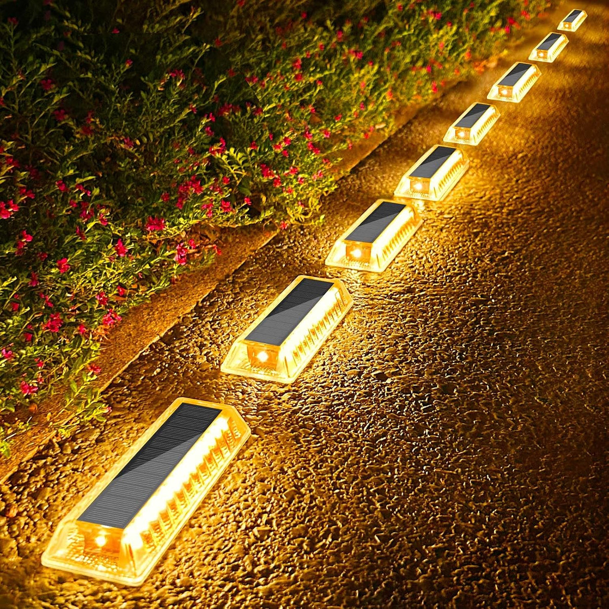 Lacasa Solar Lights Outdoor Garden, Solar Decking Lights 8 Pack, IP68 Waterproof 50LM LED Step Path Driveway Fence Ground Light Solar Powered for Garden Yard Patio Pathway Lighting, Warm White 2700K