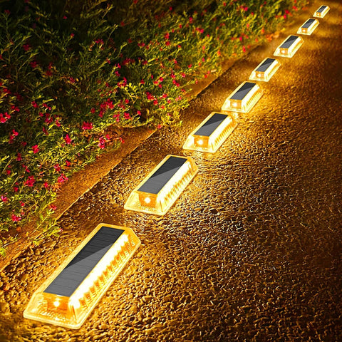 Lacasa Solar Lights Outdoor Garden, Solar Decking Lights 8 Pack, IP68 Waterproof 50LM LED Step Path Driveway Fence Ground Light Solar Powered for Garden Yard Patio Pathway Lighting, Warm White 2700K
