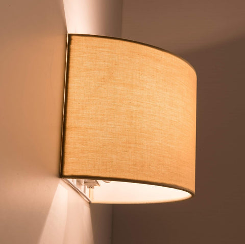 Taupe Fabric Wall Light with Switch E27 Bedside Lamp