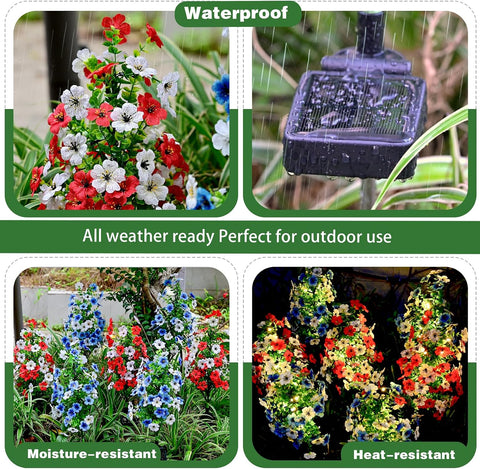 Solar Violet Garden Lights with Glowing Flowers & Stems (2 Pack)