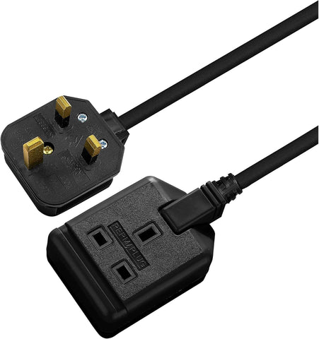 Masterplug One Socket Single Extension Lead, 5 Metre Cable, Unswitched, Heavy Duty, Rewireable, 1-Way Plug Extension Cable, Work Power, Permaplug, Black, 13A, 1G, 5m, EXS1315B