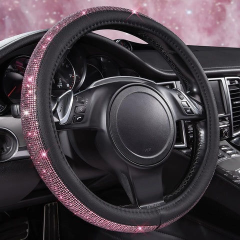 Bling Diamond Leather Steering Wheel Cover – Pink