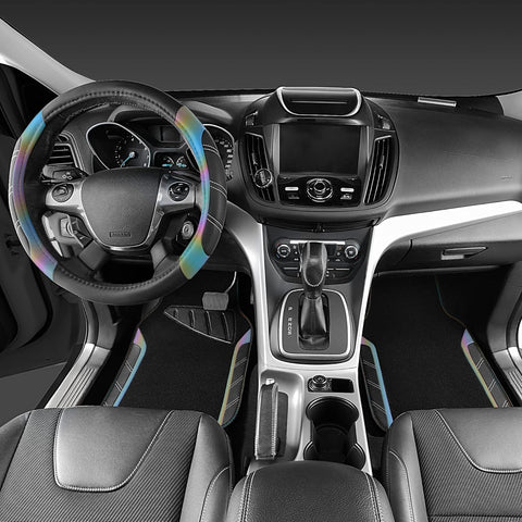 Leather Steering Wheel Cover and Waterproof Car Floor Mats Combo