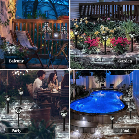 Solar Lights Outdoor Garden, 6 Pack LED Garden Solar Lights Waterproof, Solar Powered Pathway Lighting for Yard, Patio, Landscape, Walkway, Path (Cold White, Energy Class A)