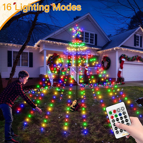 Christmas Tree Lights 340 LED Multicoloured Outdoor Fairy Lights with Star & Remote
