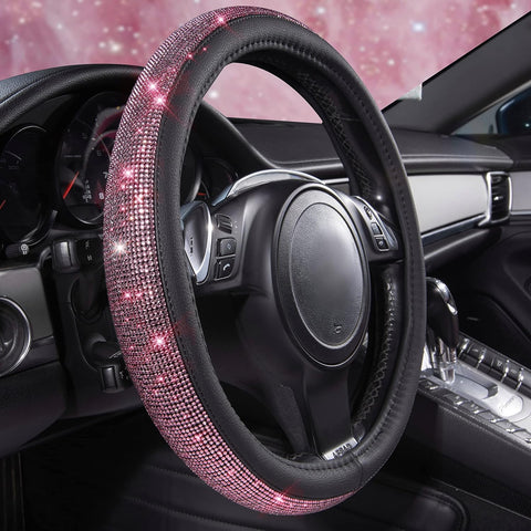 Bling Diamond Leather Steering Wheel Cover – Pink