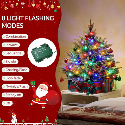 Yaheetech 2ft Pre-Lit Artificial Mini Christmas Tree with 35 LED Lights – Green