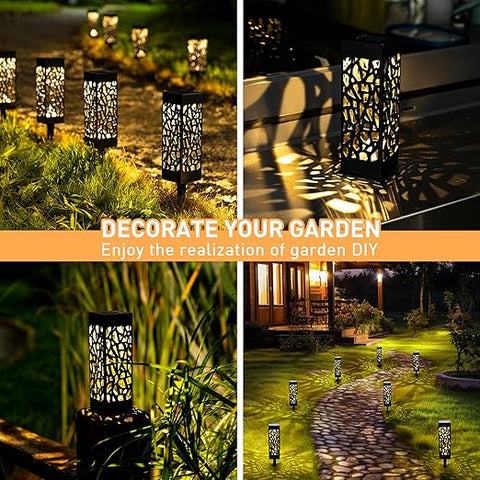 Warm white LED glow on gravel pathway

