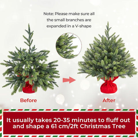 Yaheetech 2ft Pre-Lit Artificial Mini Christmas Tree with 35 LED Lights – Green