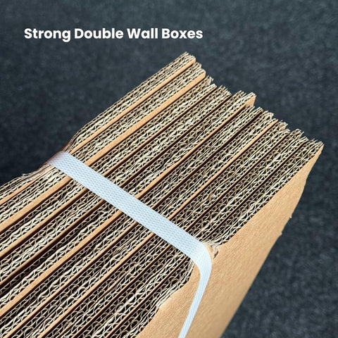 10 Double Wall Cardboard Packing Removal Moving House Boxes Large 58cm x 42cm x 35cm (23" x 17" x 14") with Printed Room Checklist, Carry Handles and 66 Metres Fragile Tape | Made in Britain