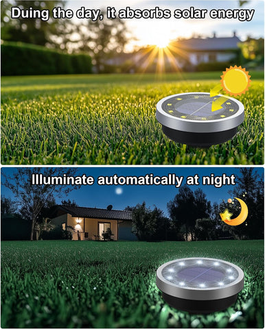 Solar Lights Outdoor Garden, 10 Pack Solar Ground Lights 10 LED Pathway Waterproof IP65 Garden Light Landscape Lighting, In Ground Light Decorative for Sidewalk Driveway Walkway Lawn Deck Steps Stair
