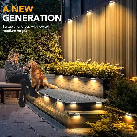 Solpex 4 Pack Solar Fence Lights,Waterproof Stair Light,Solar Garden Lights Outdoor,LED Lighting for Outdoor, Stairs, Steps, Fence, Garden, Yard, Patio, Gutter, Pathway (Warm White,Grey)