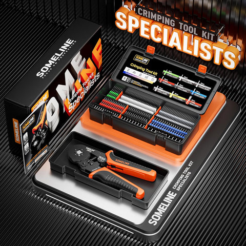 SOMELINE Crimping Tools Set with 21 Types of Ferrules - Hexagonal Ferrule Pliers 0.25-10mm²(AWG 24-8) I Electricians Tools, Crimper, Crimping Pliers, Wire Crimping Tool, Crimping Tool