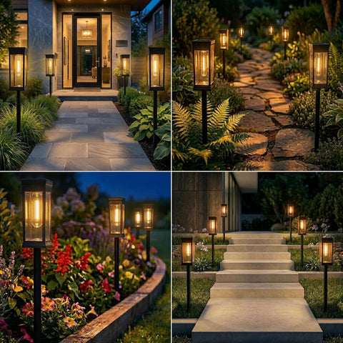 4 Pack Solar Lights Outdoor Garden, Outside Path Light, Waterproof Outdoor Solar Powered Garden Lights, Auto On/Off Outside Decor Stake Light for Yard Pathway Patio Decorative
