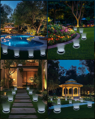 Solar Lights Outdoor Garden, 10 Pack Solar Ground Lights 10 LED Pathway Waterproof IP65 Garden Light Landscape Lighting, In Ground Light Decorative for Sidewalk Driveway Walkway Lawn Deck Steps Stair