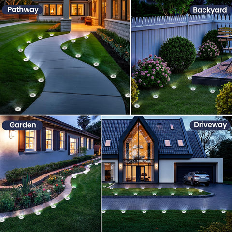 Solpex Solar Lights Outdoor Garden,20 Pack Solar Ground Lights,IP65 Waterproof for Stairs, Patio, Pathway(Cool White)