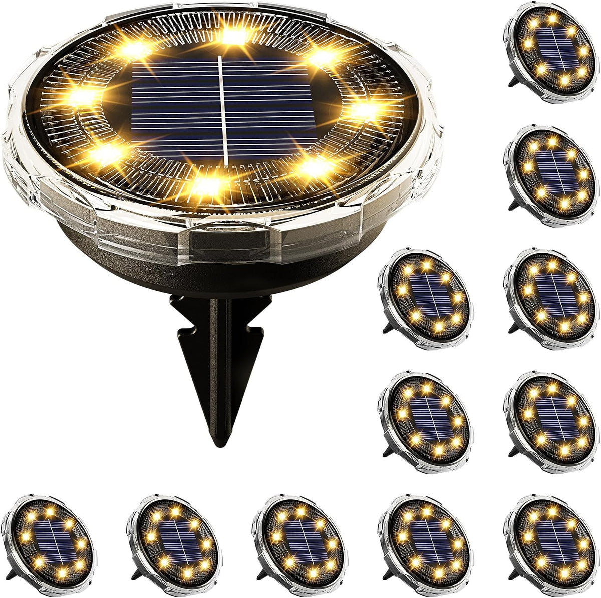 Solpex Solar Lights Outdoor Garden, 8 LED Garden Lights, 12 Pack Warm White