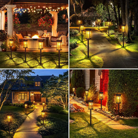 KOOPER Solar Lights Outdoor Garden, 4 Pack Upgraded Garden Lights Solar Powered Waterproof, Auto On/Off Outdoor Light for Yard Pathway Patio Decorative Lawn