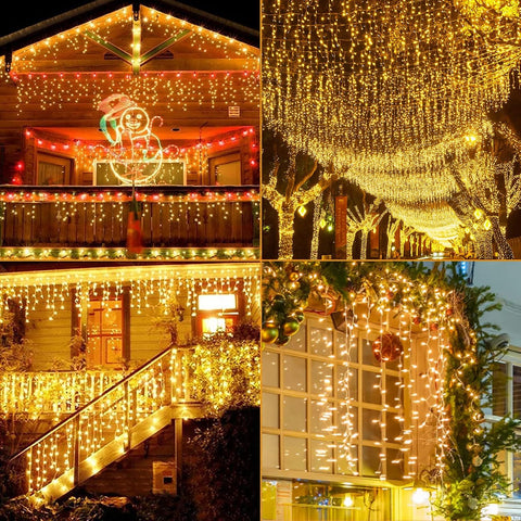 660 LED 20m Icicle Christmas Lights Warm White – Outdoor Festive Lighting for Rooflines, Gutters & Gardens - Bring a Cosy Winter Glow to Your Home