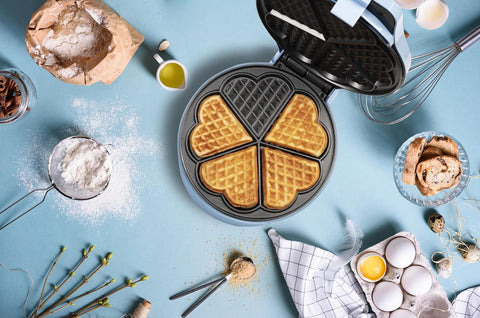 19 Waffle Maker – Blue Alloy Steel, Non-Stick Plates, Quick Heat, 2-Slice Breakfast Appliance