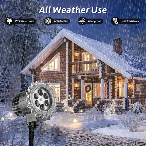 MATEPROX Snowflake Projector Lights – IP65 Waterproof LED Christmas Snowflake Projector with 5M UK Plug for Indoor & Outdoor Garden, Lawn, House & Party Decorations