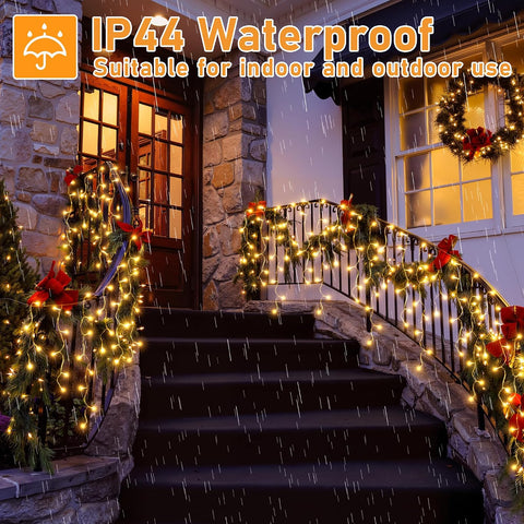 HeiPard 20m Outdoor Christmas Icicle Lights – 486 LED Warm White with Remote Control, 8 Modes, Timer & IP44 Weather Resistance - Turn Your Roofline Into a Warm Winter Welcome