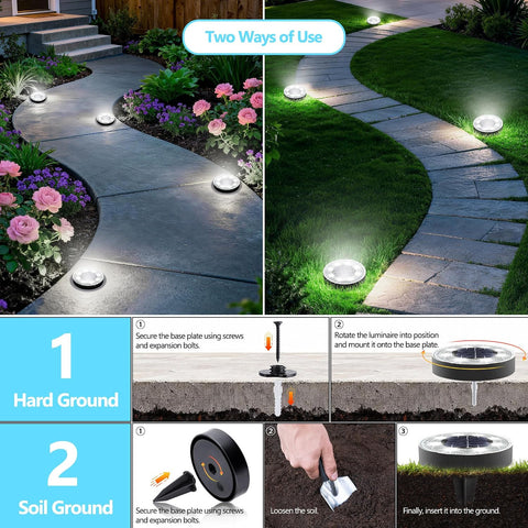 iBaycon Solar Lights Outdoor Garden,12 Pack Cool White Solar Ground Lights
