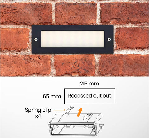Recessed LED brick light illuminating a garden pathway at night

