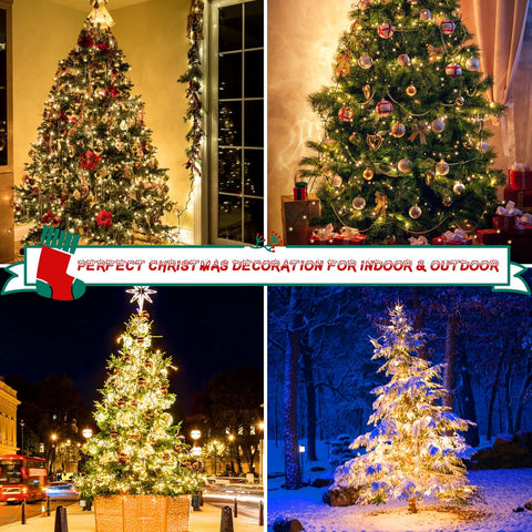 400 LED Christmas Tree Fairy Lights, 2m x 16 Lines – Warm White Mains Powered Lights with 8 Modes, Memory & Timer, Waterproof for 5–10ft Trees (Indoor/Outdoor Use)