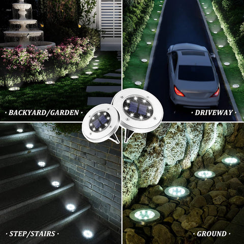 SOLPEX Solar Lights Outdoor Waterproof, 8 Pack Solar Ground Lights, Solar Garden Lights Landscape Lighting for Pathway Driveway Patio Backyard Walkway (Cool White)
