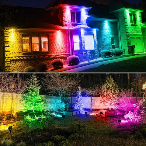 T-SUN 6-in-1 Garden Spot Lights Mains Powered, Remote & App Control, RGB