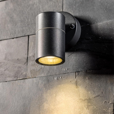 Black Down Outdoor Wall Light – IP44 Stainless Steel Exterior Sconce