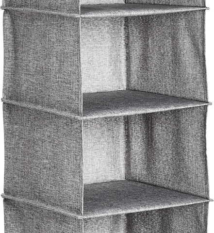 Basics 6-Tier Hanging Closet Shelf Organiser, Heather Grey