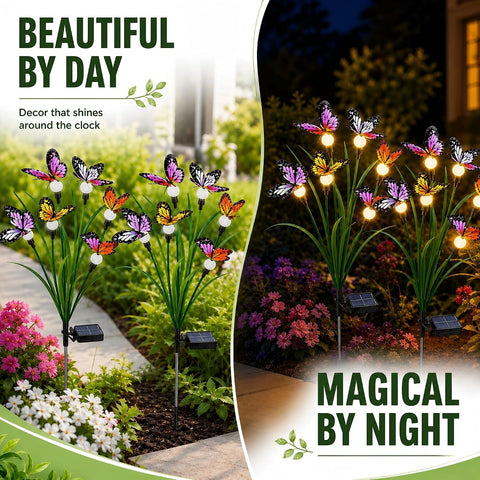 Solar Butterfly Lights Outdoor 4 Pack, Swaying Garden Stake Decor