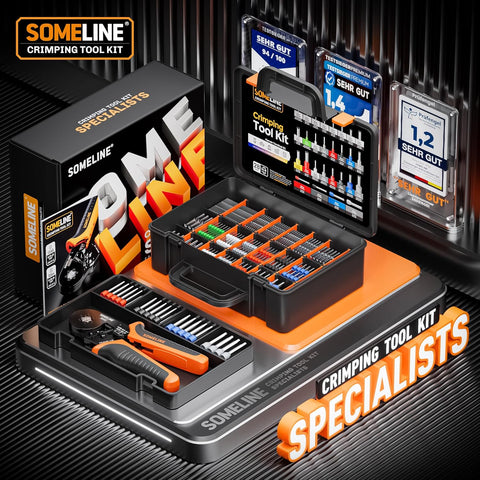 Someline Hexagonal Crimp Tool Kit With 1505 Ferrules 0.25–10Mm² Ratchet Ferrule Crimping Pliers Set Professional Wire Connector Tool Kit