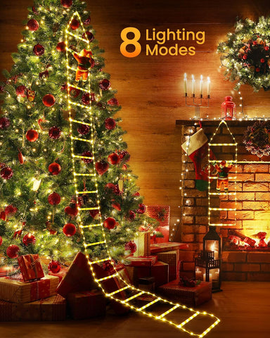Christmas Ladder Lights with Santa Claus 338 LEDs Warm White Outdoor Décor