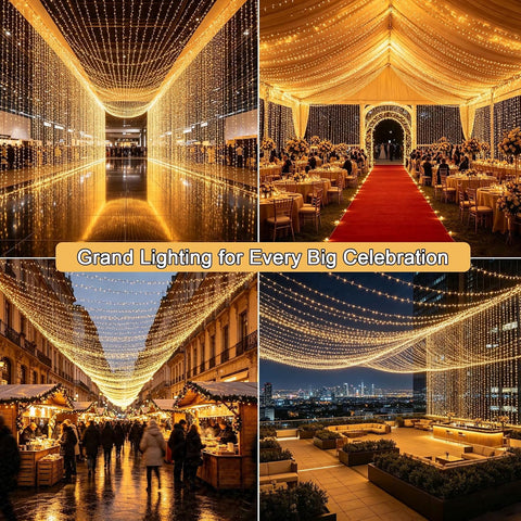 300 LED Curtain Fairy Lights 3m x 3m – Plug-In Warm White Christmas Curtain Lights with 8 Modes, Timer & Memory, IP65 – Turn Blank Windows into a Cosy Glow
