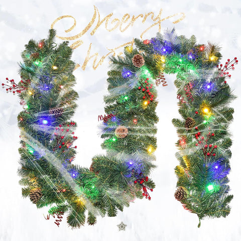 Christmas Garland With Lights 9FT Battery Powered