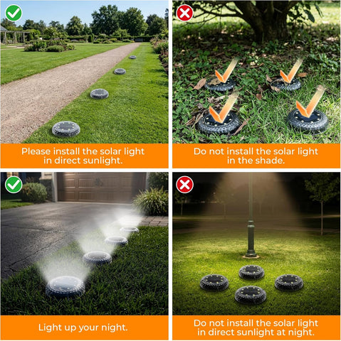 Solar Lights Outdoor Garden - 10 Pack Solar Ground Lights, 8 LED White Solar-Powered Disk Light Outdoor, IP65 Waterproof Landscape Lighting for Garden Pathway Lawn Patio Yard
