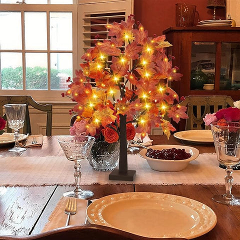 Maple Tree Autumn Lights with 74 LEDs, Autumn Tree 66 cm Autumn Decorations Autumn lights, Warm Light, Fall Decorations, USB & Battery Twig Tree with Lights, for Table Indoor Home Autumn Decorations