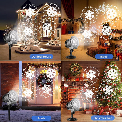 Christmas Snowflake Projector Lights – 9W LED Outdoor & Indoor Christmas Projection Lamp, IP65 Waterproof Holiday Decoration for Gardens, Walls, Parties & New Year