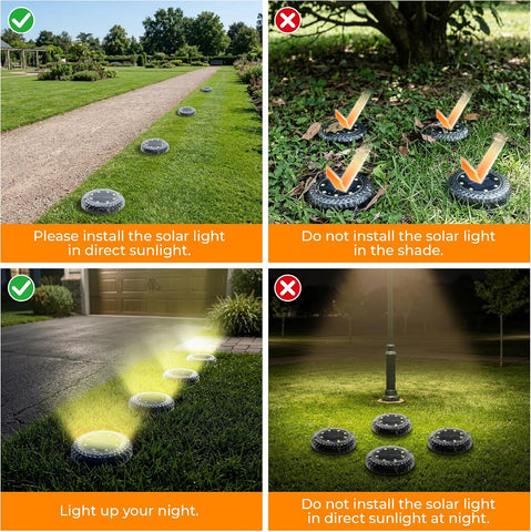 Solar Lights Outdoor Garden - 10 Pack Solar Ground Lights, 8 LED Warm White Solar-Powered Disk Light Outdoor, IP65 Waterproof Landscape Lighting for Garden Pathway Lawn Patio Yard