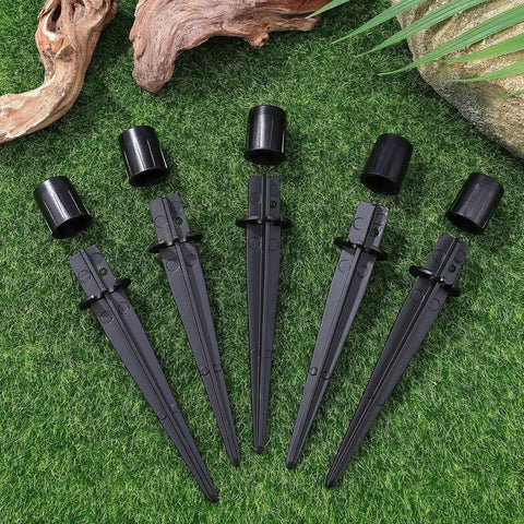 HEALLILY 10pcs Aluminum Outdoor Light Stakes Replacement, Yard and Pathway Solar Light Poles, Metal Ground Spike Set for Garden and Lawn Lighting