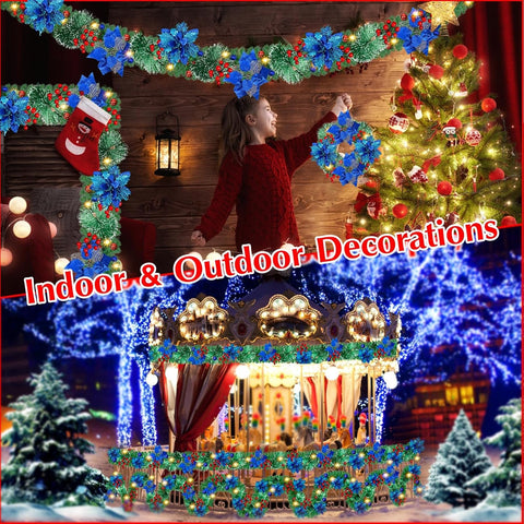 Christmas Garland with LED Lights 9FT – Artificial Green Festive Decoration