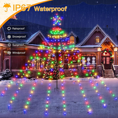 Christmas Tree Lights 340 LED Multicoloured Outdoor Fairy Lights with Star & Remote